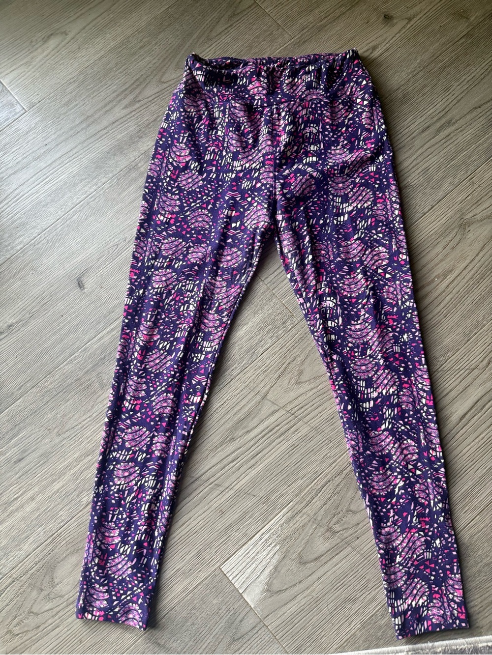 LuLaRoe Kids Purple & Pink Abstract Print Leggings